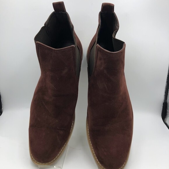 Pheroni Men's Maroon Faux Suede Leather Ankle Boots Calvin Size 13 Slip On - Picture 15 of 15